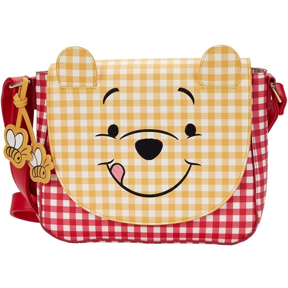 Loungefly Winnie The Pooh Gingham Crossbody Purse NWT Adjustable Strap Picnic - Picture 2 of 15